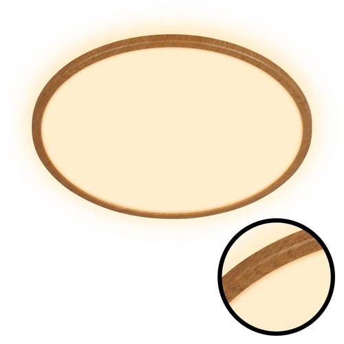 Kruhová - BRILO 7451314 BRILONER Tava Wood LED stropní svítidlo, přímé a nepřímé osvětlení, ploché, imitace dřeva, kruhové 42 cm 7451314 - foto 1