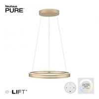 Kruhová - PN 2551-60 Paul Neuhaus LED závěsné svítidlo PURE-E-LOOP elektricky nastavitelná výška 2700-5000K zlatá slonová kost - PAUL NEUHAUS