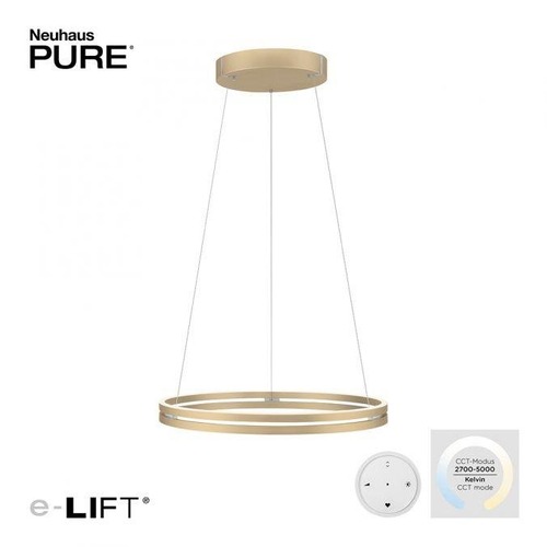 Kruhová - PN 2551-60 Paul Neuhaus LED závěsné svítidlo PURE-E-LOOP elektricky nastavitelná výška 2700-5000K zlatá slonová kost - PAUL NEUHAUS - foto 1