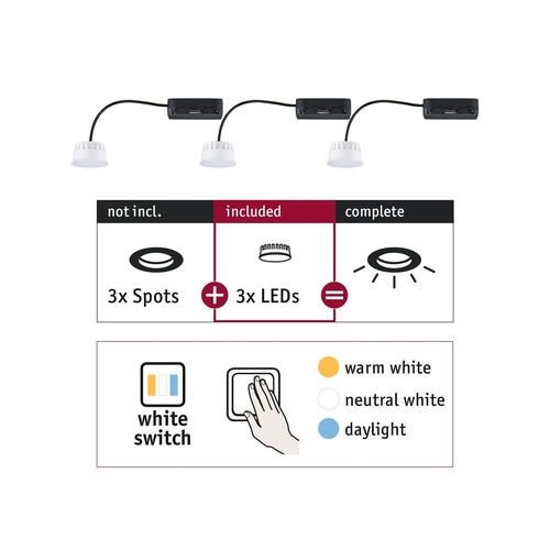 LED moduly - P 92478 Žárovky Choose LED-Modul Coin WhiteSwitch 3x6,5W 2.700 - PAULMANN - foto 1