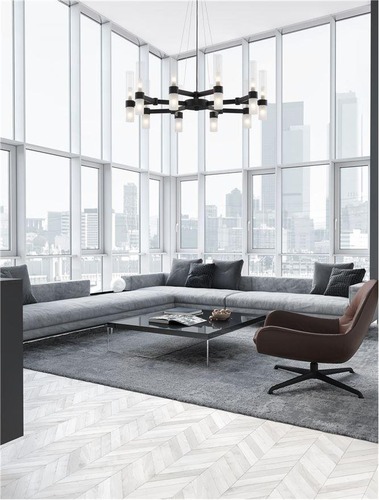 Dekorativní - NV 9006051 Závěsné svítidlo CENTURY matná černá a čiré a matné sklo (1.5m ocelové lanko) 12xG9 - NOVA LUCE - foto 1