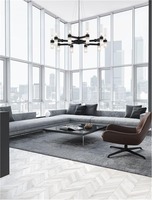 Dekorativní - NV 9006051 Závěsné svítidlo CENTURY matná černá a čiré a matné sklo (1.5m ocelové lanko) 12xG9 - NOVA LUCE