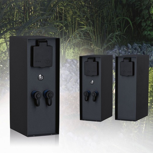 Příslušenství - P 94701 Plug &amp; Shine sloupek se zásuvkami Rio soumrakový senzor IP44 antracit - PAULMANN - foto 1