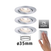 Koupelnová - P 92975 LED vestavné svítidlo Nova mini Plus EasyDim výklopné 3x4,2W 2.700K hliník 230V - PAULMANN