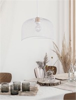 Polokoule - NV 9555802 Závěsné svítidlo LYRON matný bílý kov přírodní dřevo E27 1x12W 230V IP20 bez žárovky - NOVA LUCE