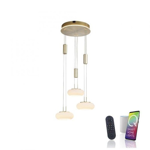 Vícečetná - PN 2078-60 Q ETIENNE závěsné svítidlo Smart Home mosaz kruhové 3 ramenné ZigBee 2700-5000K - PAUL NEUHAUS - foto 1