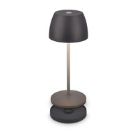 Stolní lampy dekorační - BRILO 7504015 Serina Mini LED stolní lampička bezdrátová IP44, stmívatelné, s nabíjecí základnou, antracit - BRILO