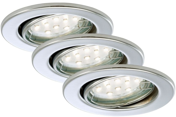 Kruhová - BRI 7225038 3ks sada LED vestavné svítidlo, pr. 8,6 cm, 3 W, chrom (starý kód: BRI 7225-038) - BRILONER - foto 1