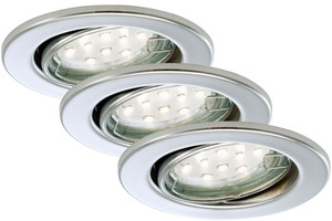 Kruhová - BRI 7225-038 3ks sada LED vestavné svítidlo, pr. 8,6 cm, 3 W, chrom - BRILONER
