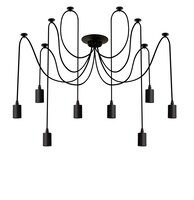 Vícečetná - CEN PER8-150 AKCE - Závěsné svítidlo PER8 černé pro LED žárovky 8x délka 150cm 8x E27 IP20 - CENTURY