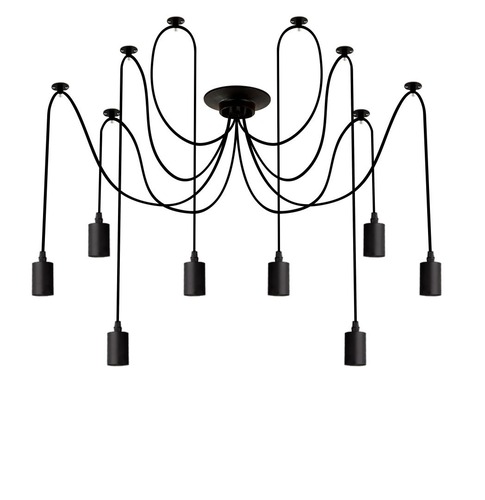 Vícečetná - CEN PER8-150 Závěsné svítidlo PER8 černé pro LED žárovky 8x délka 150cm 8x E27 IP20 - CENTURY - foto 1