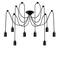 Vícečetná - CEN PER8-150 Závěsné svítidlo PER8 černé pro LED žárovky 8x délka 150cm 8x E27 IP20 - CENTURY