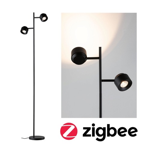 Stojací lampy - P 79780 LED stojací svítidlo Smart Home Zigbee Puric Pane 2700K 2x3W černá - PAULMANN - foto 1