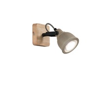 Bodová - FAN I-KISA-AP1 Nástěnné svítidlo Kisa, šedá/dřevo, 1 x GU10, 10 x 15,9 x 19,9 cm - FANEUROPE