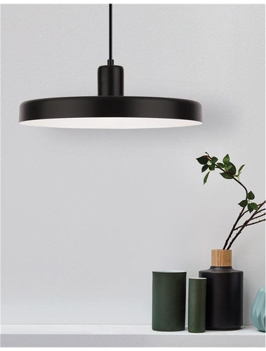 Kruhová - NV 540602 Závěsné svítidlo CHIOTO matná černá ocel zvenku lesklá bílá ocel uvnitř E27 1x12W IP20 bez žárovky - NOVA LUCE - foto 1