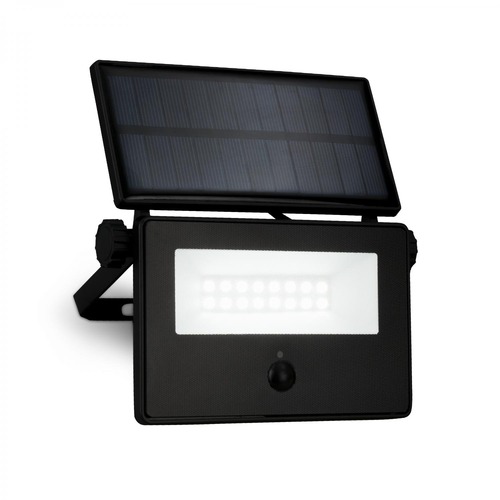 Solární - BRILO 3856015 Solární LED venkovní nástěnné svítidlo vč. IR senzoru, černé, 5W, 400 lm, sklo/plast - BRILO - foto 1