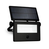 Solární - BRILO 3856015 Solární LED venkovní nástěnné svítidlo vč. IR senzoru, černé, 5W, 400 lm, sklo/plast - BRILO