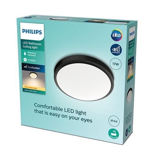Kruhová - PH 8719514326606 DORIS SVÍTIDLO STROPNÍ LED 17W 1500lm 2700K IP44, černá - PHILIPS (929002665101) - foto 1