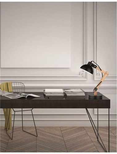 Stolní lampy pracovní - NV 671602 Stolní lampa LILA černý kov a přírodní dřevo E27 1x12W 230V IP20 bez žárovky - NOVA LUCE - foto 1