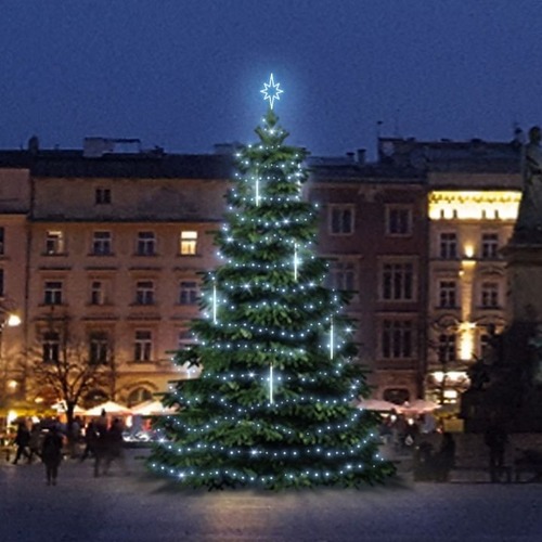 SADY na stromy - DLED TRS2031 LED světelná sada na stromy vysoké 6-8m, ledová bílá s padajícím sněhem - foto 1