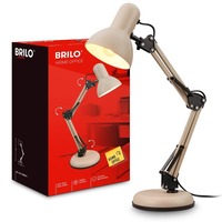 Stolní lampy pracovní - BRILO 7394011 Pixa lampička na psací stůl, vypínač, nastavitelné, E14, béžová - BRILO