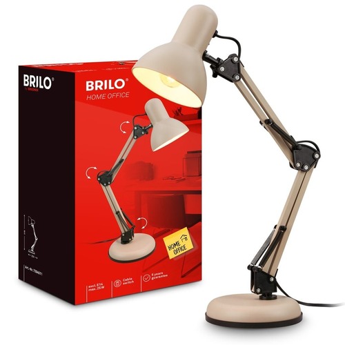 Stolní lampy pracovní - BRILO 7394011 Pixa lampička na psací stůl, vypínač, nastavitelné, E14, béžová - BRILO - foto 1