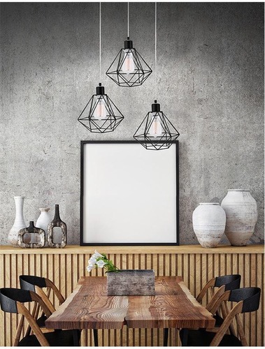 Vícečetná - NV 673603 Závěsné svítidlo PIETRA černý kov E27 3x12 W - NOVA LUCE - foto 1