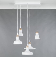 Vícečetná - BRO PC00931_034 Shadows set rectangular small, závěsné svítidlo, ručně foukané sklo, matná bílá / surový dub / bílý kabel, 5x5W LED, 60x36cm - BROKIS A