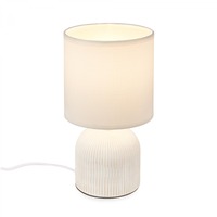 Stolní lampy dekorační - BRILO 7538016 Ino stolní lampička, látkové stínidlo, keramický podstavec, 15x28 cm (DxH), bílá - BRILO