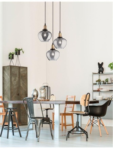 Vícečetná - NV 8436404 Závěsné svítidlo CEDRO kouřové sklo bronz a černý kov E27 3x12W 230V IP20 bez žárovky - NOVA LUCE - foto 1