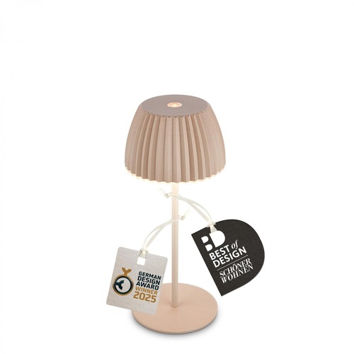 Stolní lampy dekorační - BRILO 7552011 BRILONER Nabíjecí stolní lampa Riffle Mini - 20 cm, 1,5W, 150lm, bezdrátová, LED, stmívatelné, dotykový vypínač, béžová 7552011 - foto 1