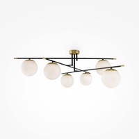 Kruhová - M MOD048CL-06G Stropní svítidlo Nostalgia 6x40W bílá/zlatá sklo design - MAYTONI