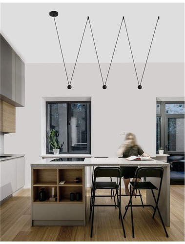 Podélná - NV 9303941 Závěsné svítidlo NOCCI černý hliník černý kabel LED 3x4.5W 230V 3000K IP20 - NOVA LUCE - foto 1