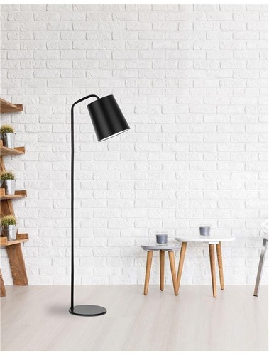 Stojací lampy - NV 549603 Stojací lampa STABILE matný černý kov zvenku matná bílá uvnitř E27 1x12 W IP20 bez žárovky - NOVA LUCE - foto 1