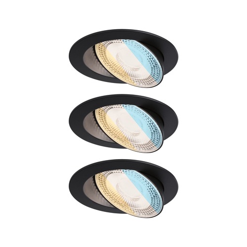 Kruhová - P 92258 LED vestavné svítidlo White Select Aumus 3ks sada kruhové 105mm 90° 3x5W 230V stmívatelné 2700 - 6500K černá - PAULMANN - foto 1