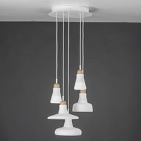 Vícečetná - BRO PC00929_039 Shadows set ring canopy, závěsné svítidlo, ručně foukané sklo, bílá / voskovaný dub / bílý kabel, 5x5W LED 2700K dim, prům. 40cm - BROKIS A