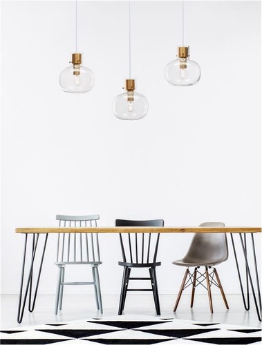 Podélná - NV 9236620 Závěsné svítidlo CINZIA čiré sklo bílý kabel mosazný zlatý kov E27 3x12W 230V IP20 bez žárovky - NOVA LUCE - foto 1