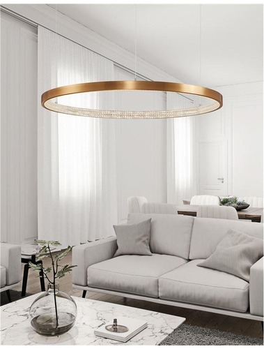 Kruhová - NV 9285110 Závěsné svítidlo PRESTON antický zlatý mosazný hliník a akryl LED 60W 230V 3000K IP20 stmívatelné - NOVA LUCE - foto 1