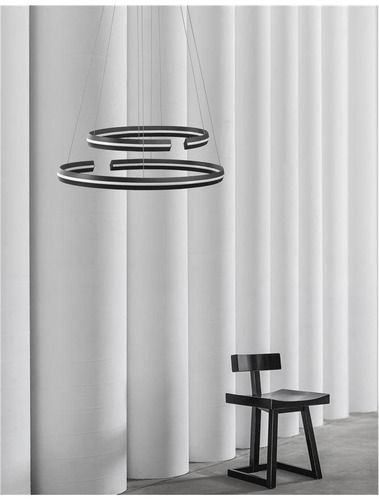 Kruhová - NV 9392011 Závěsné svítidlo TORRENTE černý hliník a akryl nastavitelné LED 55W 230V 3000K IP20 stmívatelné - NOVA LUCE - foto 1