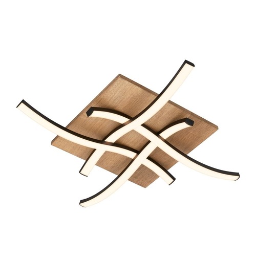 Hranatá - BRI 3816014 Vinka LED stropní svítidlo, tvar vlny, dekor dřeva, teple bílé světlo, černá/dřevo, 47,5x47,5cm - BRILONER - foto 1