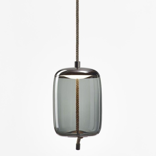 Dekorativní - BRO PC01019_004 Knot Cilindro, závěsné svítidlo, šedé kouřové sklo / černý chrom, 14W LED 2700K stmívatelné, prům.30cm - BROKIS C - foto 1