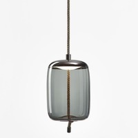 Dekorativní - BRO PC01019_004 Knot Cilindro, závěsné svítidlo, šedé kouřové sklo / černý chrom, 14W LED 2700K stmívatelné, prům.30cm - BROKIS C