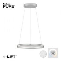 Kruhová - PN 2551-95 Paul Neuhaus LED závěsné svítidlo PURE-E-LOOP elektricky nastavitelná výška 2700-5000K šedá - PAUL NEUHAUS