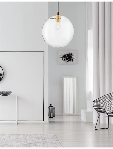 Koule - NV 9416930 Závěsné svítidlo MIRALE zlatý kov čiré sklo a černý PVC kabel E27 1x12W 230V IP20 bez žárovky - NOVA LUCE - foto 1