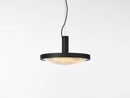 Kruhová - BRO PC01274_001 Závěsné svítidlo CONVEX M triplex opál BROKISGLASS / matná / černý komaxit se strukturou / textil.kabel - BROKIS