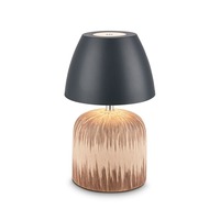 Stolní lampy dekorační - BRILO 7593014 Cera stolní lampa - 2,5W, 200lm, bezdrátová, IP44, LED, stmívatelná, teplá bílá, antracit/dřevo - BRILO