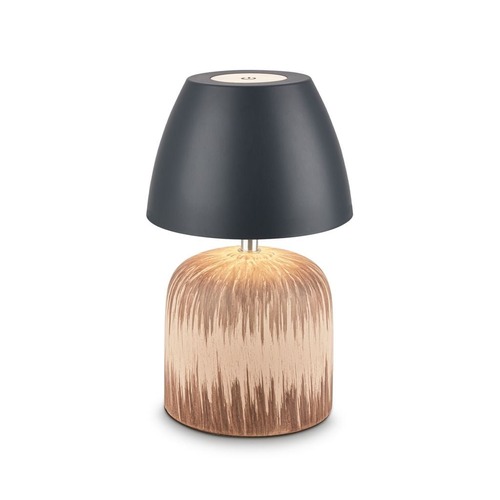 Stolní lampy dekorační - BRILO 7593014 Cera stolní lampa - 2,5W, 200lm, bezdrátová, IP44, LED, stmívatelná, teplá bílá, antracit/dřevo - BRILO - foto 1