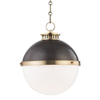 Koule - HVLG 4025-ADB-CE Závěsné svítidlo LATHAM ocel/sklo starobronz/opál E27 1x20W - HUDSON VALLEY