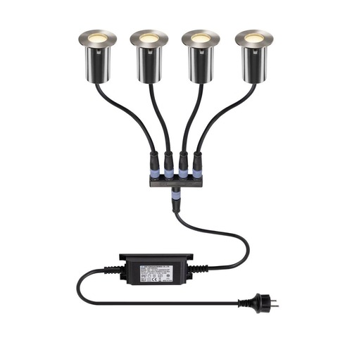 Zapuštěná - LA 1008841 TRAIL-LITE® 60 sada 4 svítidel do země, 3000 K, IP67, kulatá, nerezová ocel / hliník - BIG WHITE (SLV) - foto 1