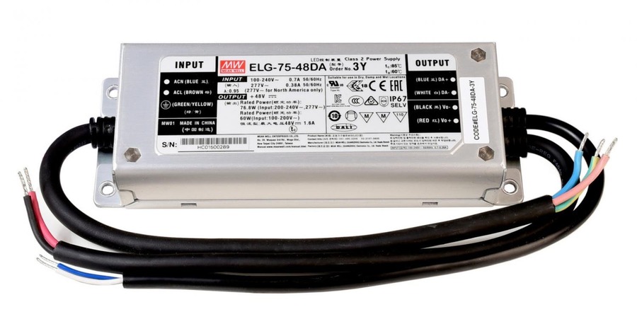 Stabilizované napětí - IMPR 872118 Meanwell napájení DIM, CV. ELG-75-48DA konstantní napětí 0-1600 mA IP67 stmívatelné 48V DC 75,00 W - DEKOLIGHT - foto 1